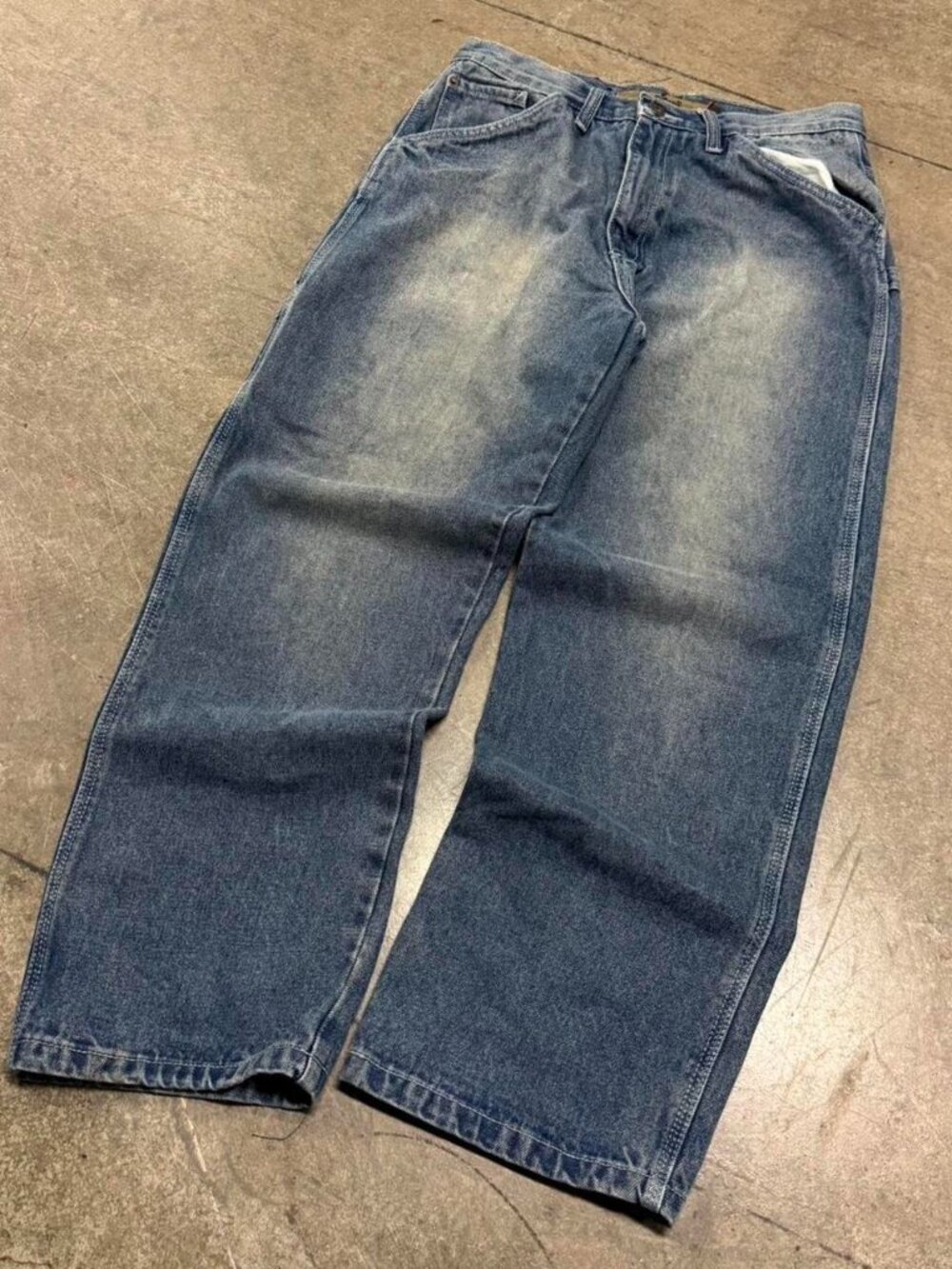 2000s Style Baggy Faded Carpenter Jeans Indie Skater Grunge